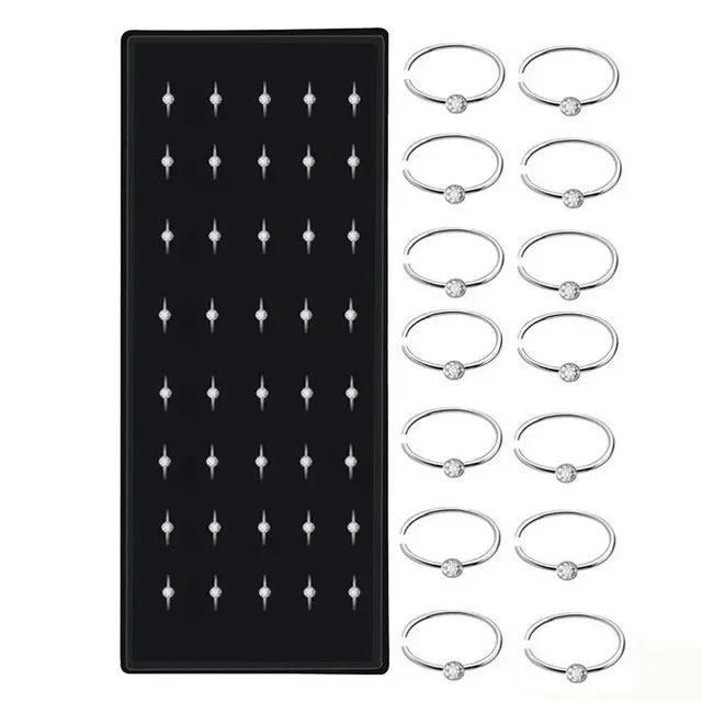 Fashion Crystal Stainless Steel Nose Stud Piercing for Women Hypoallergenic 1.8mm Nose Ring Straight/L/Screw Shaped Body Jewe