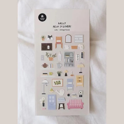 Korean Suatelier Stickers Cute Home Style Scrapbooking DIY Junk Journal Diary Stationery Deco Sticker Handiwork Craft Supplie