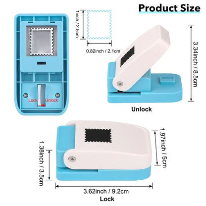 Rectangular Postage Stamp Punch, 1x0.8 Inch Lever Action Craft Punch for Paper, Create Vintage Stamps for Scrapbooking