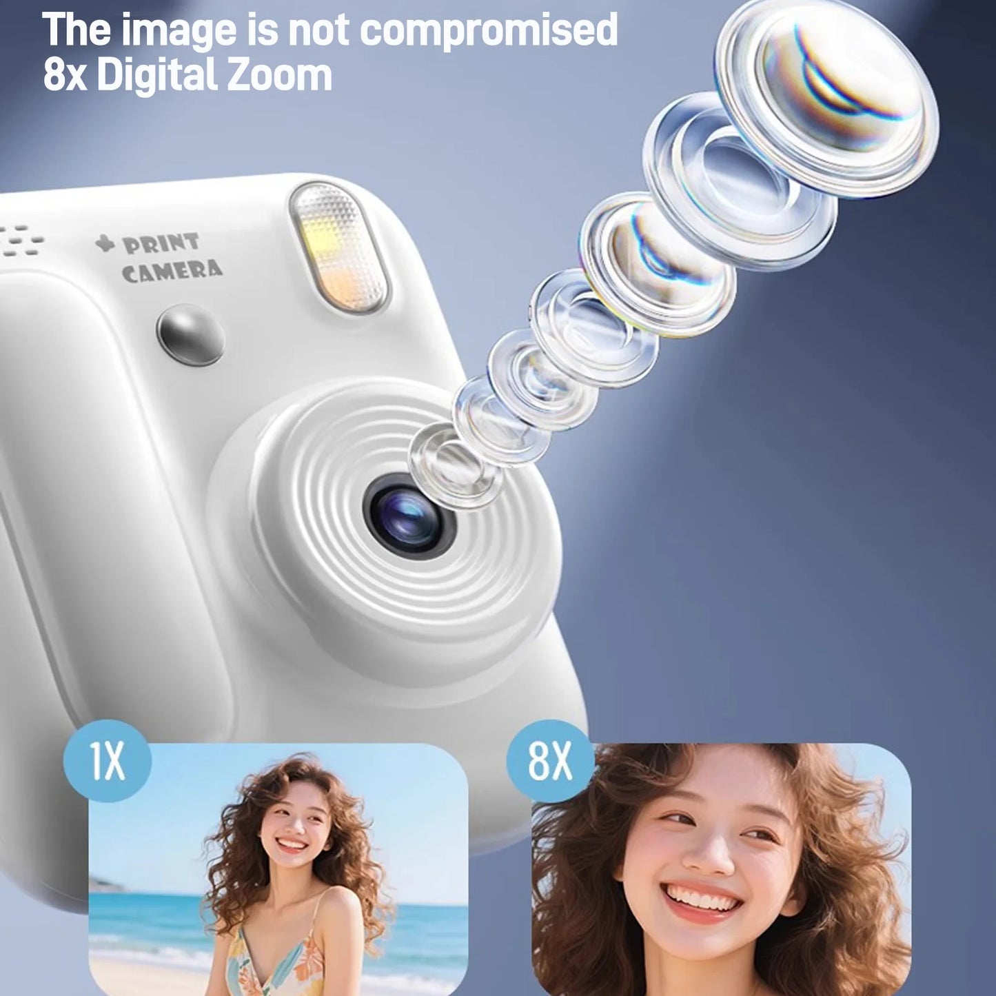 Color Printing Camera Kids Instant Camera 32GB 1080P Thermal Print Digital Camera Print Photo Video Games Music Children Gift