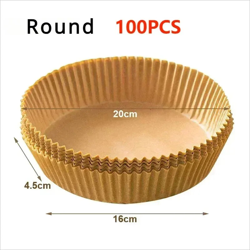 50/100/200Pcs Air Fryer Baking Paper Non-Stick Airfryer Baking Papers Round Air-Fryer Paper Liners Paper Kitchen Accessories 