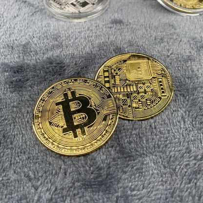 Gold Plated Bitcoin Coin Collectible Art Collection Gift Physical Commemorative Casascius Bit BTC Metal Antique Crafts Imitat