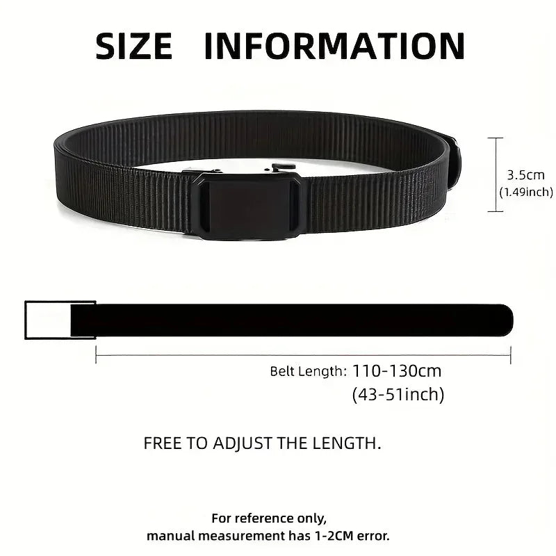 New Automatic Buckle Belt, Canvas Tactical Workwear Casual Outdoor Military Training Pants Belt For Men