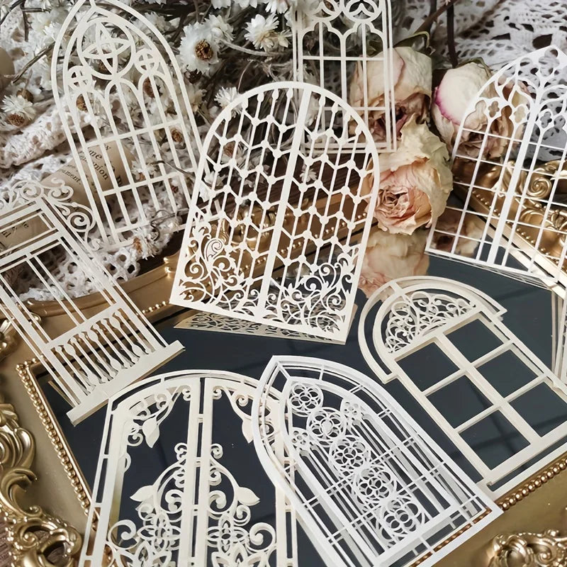 10 pcs Vintage Lace Hollow Material Paper Butterfly Craft Paper Junk Journal Planner Decorative DIY Scrapbooking Material Pac