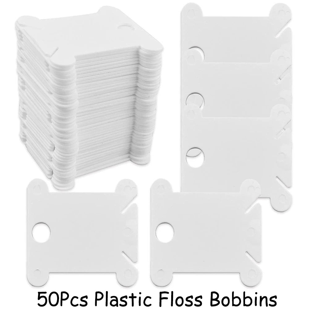 50/100Pcs Plastic Floss Bobbins Set Embroidery Floss Organizer Bobbin Winder Craft DIY Sewing Storage Thread Organizer Holder