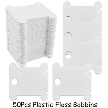 50/100Pcs Plastic Floss Bobbins Set Embroidery Floss Organizer Bobbin Winder Craft DIY Sewing Storage Thread Organizer Holder