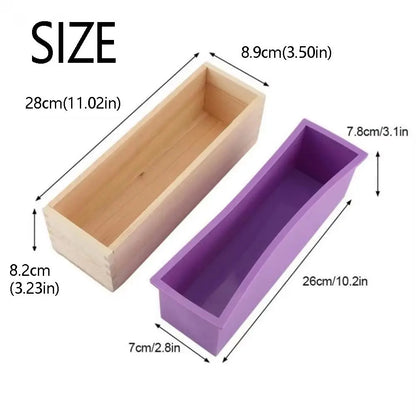 1200ml Silicone Soap Mold Wooden Box Reusable Soap Making Mold Rectangular Shape DIY Handmade Rectangle Soap Mold