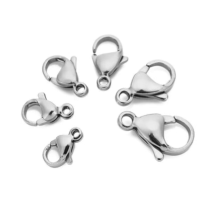 50pcs Stainless Steel Lobster Clasps Hooks for Necklace Bracelet Chains DIY Fashion Jewelry Making Findings Supplies 10mm/12m