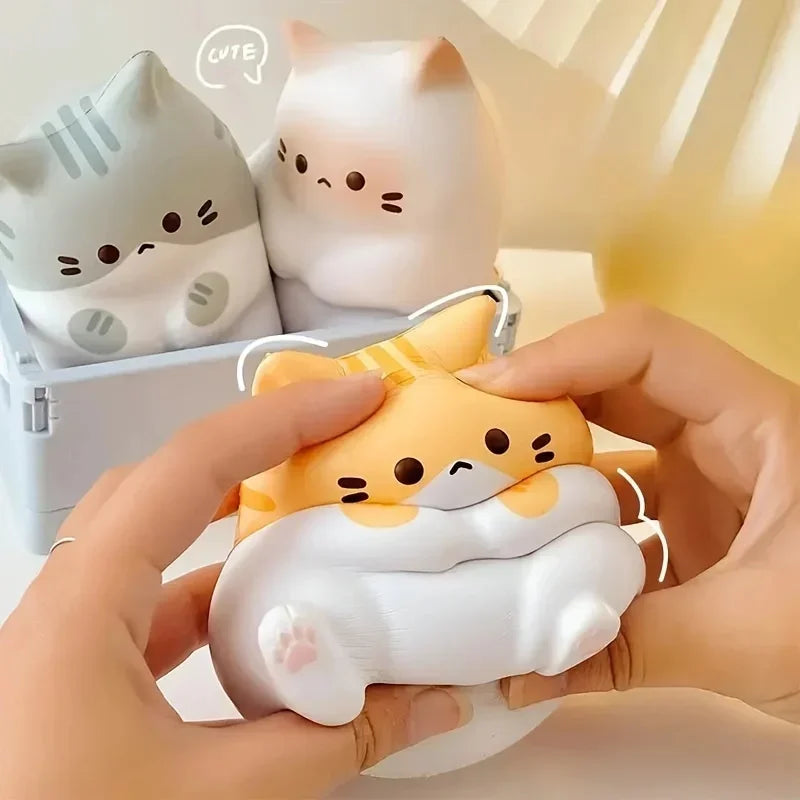 1Pc Adorable Cartoon Cat Squeeze Toys for Adult Soft Pinch PU Slow Rebound Balls Pop Fidget Toys Halloween Christmas Gifts