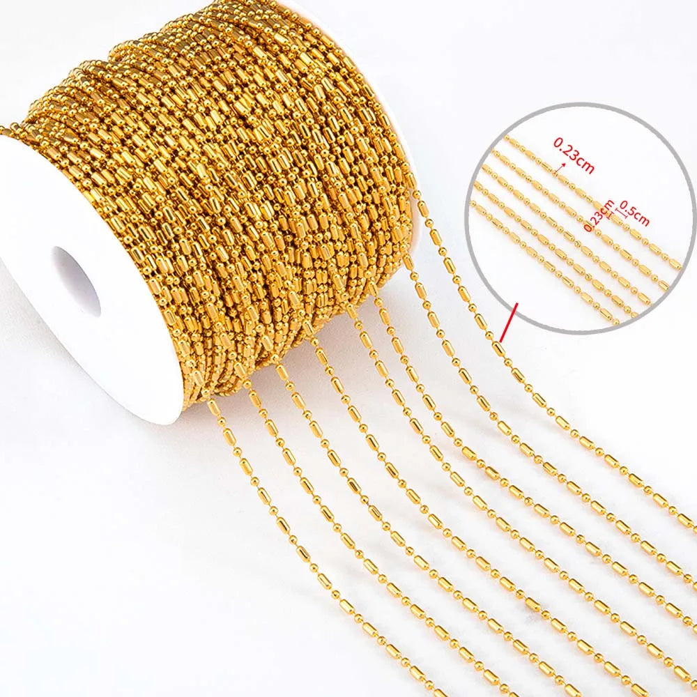 No Fade 2Meters Stainless Steel Chains for Jewelry Making DIY Necklace Bracelet Accessories Gold Chain Lips Beads Beaded Chai