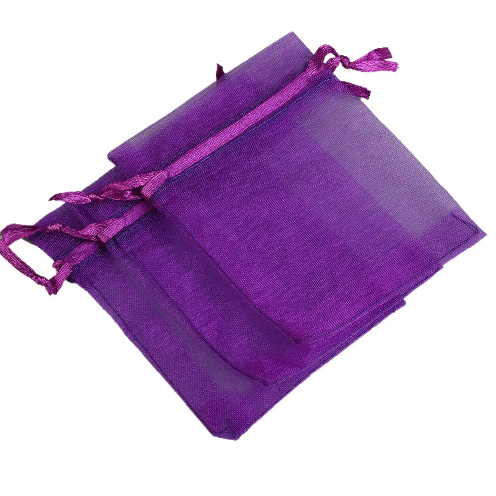50/100pcs/lot Organza Gift Bag For Jewelry 24 Colors Drawstring Pouches For Wedding Christmas Candy Gift Bags Jewelry Packing
