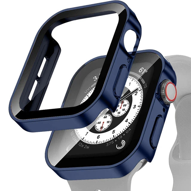 Glass+Case for Apple Watch 42 46mm 45mm 41 49 44mm 40 Mm Straight Edge Screen Protector Cover Case iWatch SE 6 7 8 9 10 11 Ul