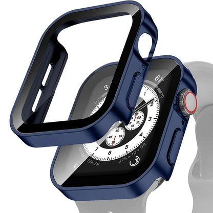 Glass+Case for Apple Watch 42 46mm 45mm 41 49 44mm 40 Mm Straight Edge Screen Protector Cover Case iWatch SE 6 7 8 9 10 11 Ul