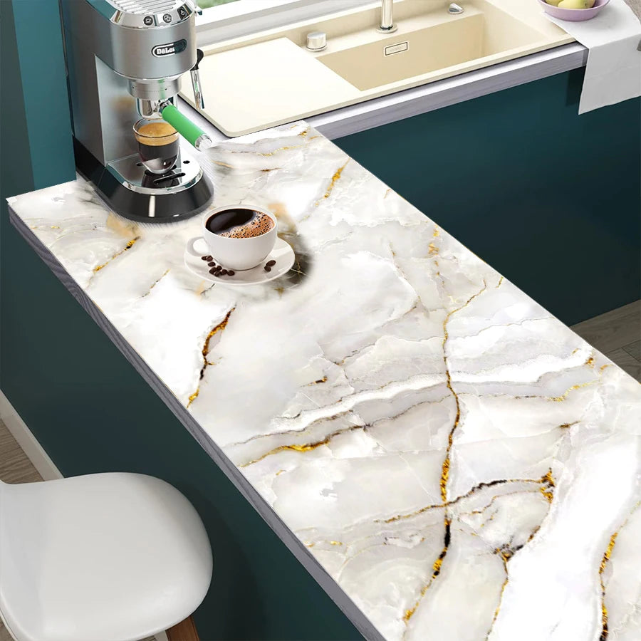 Marble Pattern Self-adhesive Wallpaper for Home Decoration Dining Room Kitchen Living Room Background Wall Oil Resistant Stic