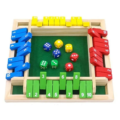Wooden Dice Board Game Shut The Box for 4 Players Flaps & Dices Game Parent-children Interaction Family Entertainment - Multi