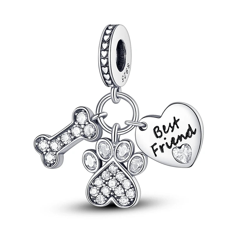 925 Sterling Silver Charms Beads Pendant Tree of Life Dog Elephant Love Heart Charm Fit Original Bracelet DIY Women Jewelry G