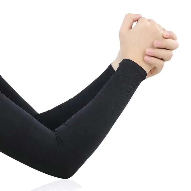 1 Pair Summer Long Ice Silk Arm Sleeves Sun UV Protection Hand Protector Cover Sunscreen Outdoor Elastic Half Finger Gloves S