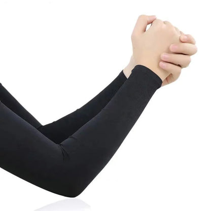 1 Pair Summer Long Ice Silk Arm Sleeves Sun UV Protection Hand Protector Cover Sunscreen Outdoor Elastic Half Finger Gloves S