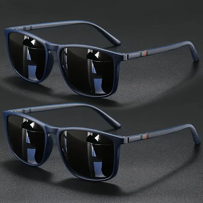 2/3pcs Luxury Square Vintage Cycling Sunglasses Men Women Fashion Travel Driving Fishing Sun Glasses Male Eyewear UV400 - Blu