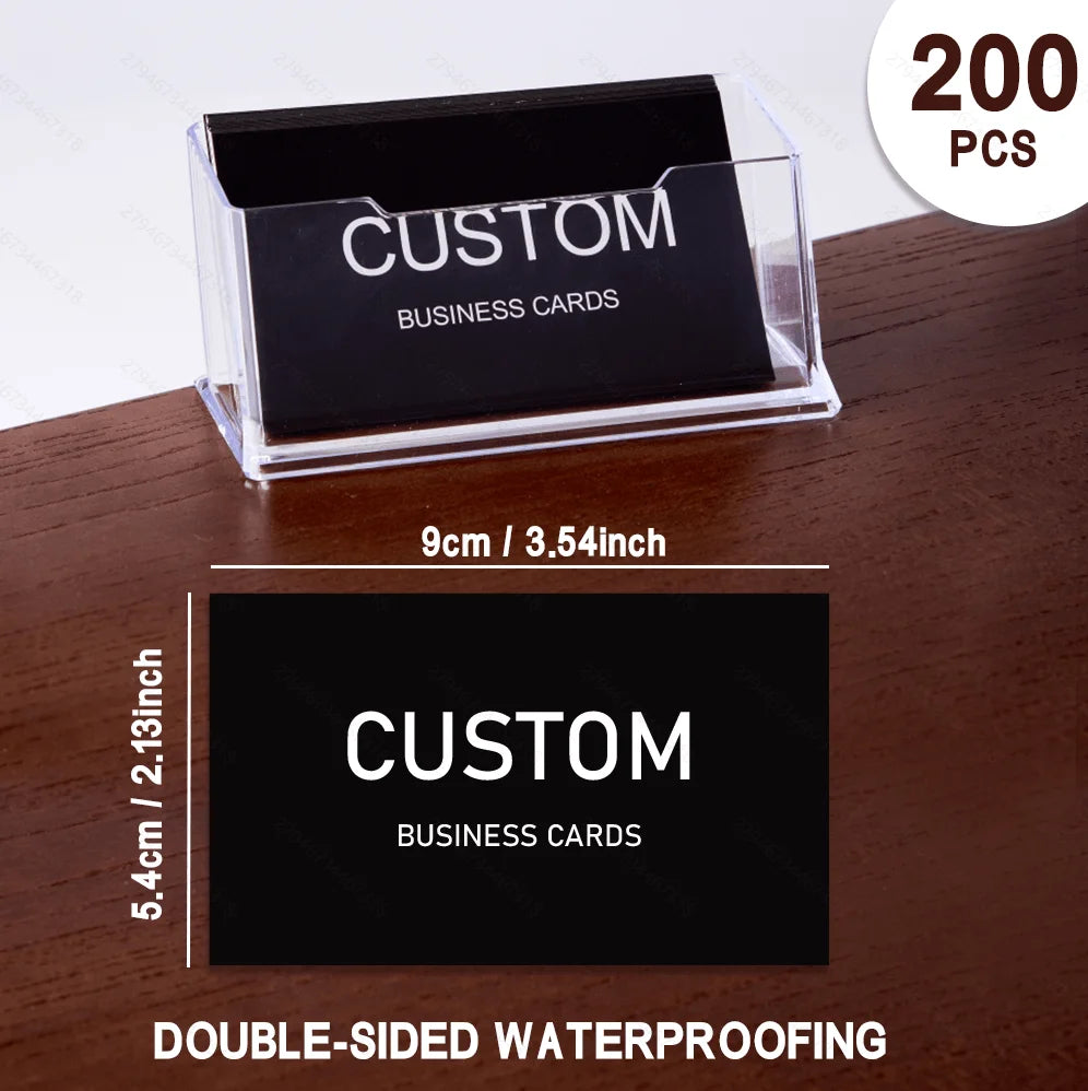 200/500/1000pcs Customizable Cards, Personalized Business Cards with Acrylic Storage Box, Matte Film Thank You Invitations