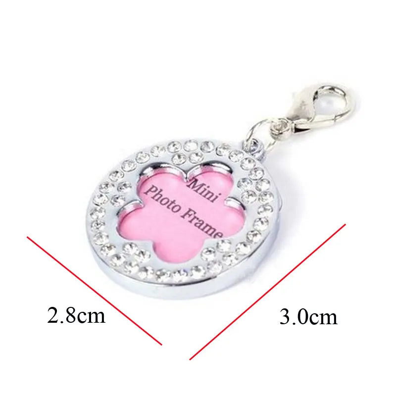 Dog ID Tag Pet Cat Collar Pendant Crystal Photo Frame Bone Heart Dog Tag Handwriting Name Phone Number Address Anti-lost Fash