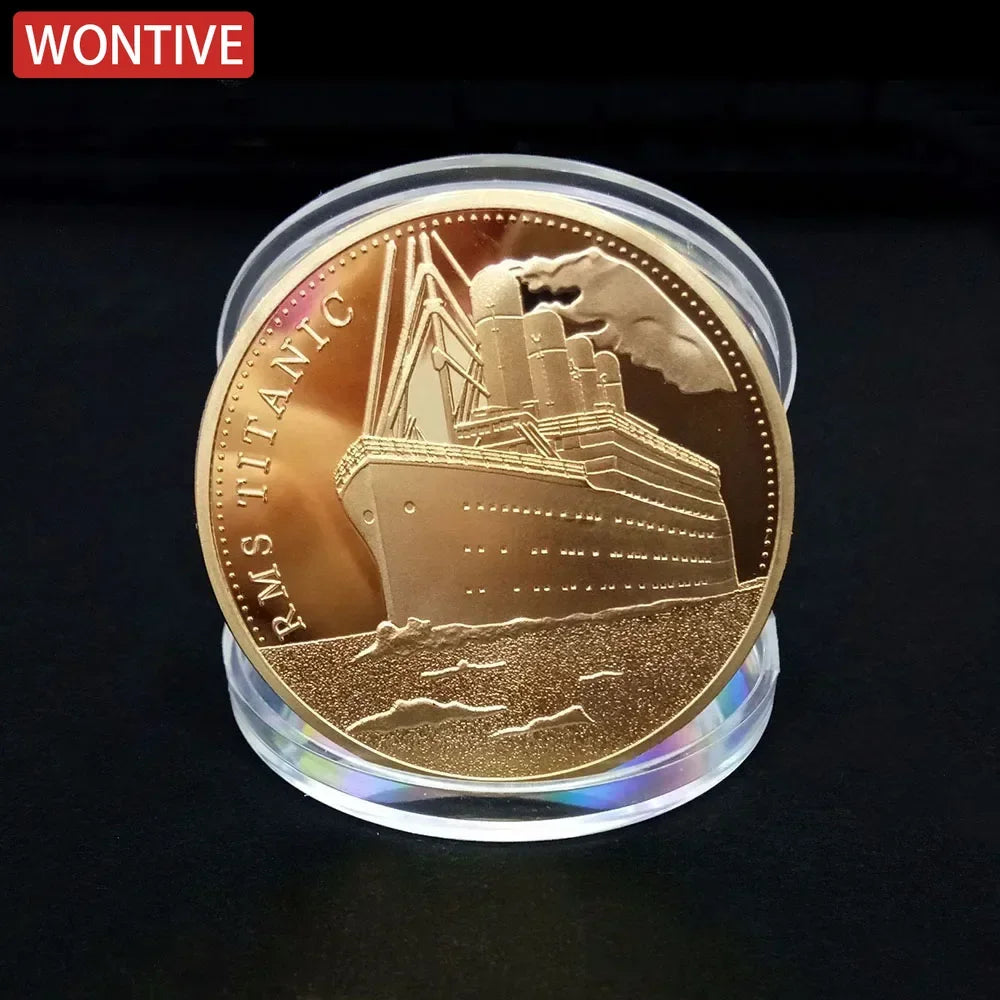 Gold Plated Coin Titanic Ship Collectible Coins Incident Art Collection Medal Commemorative Coins Souvenir for Home