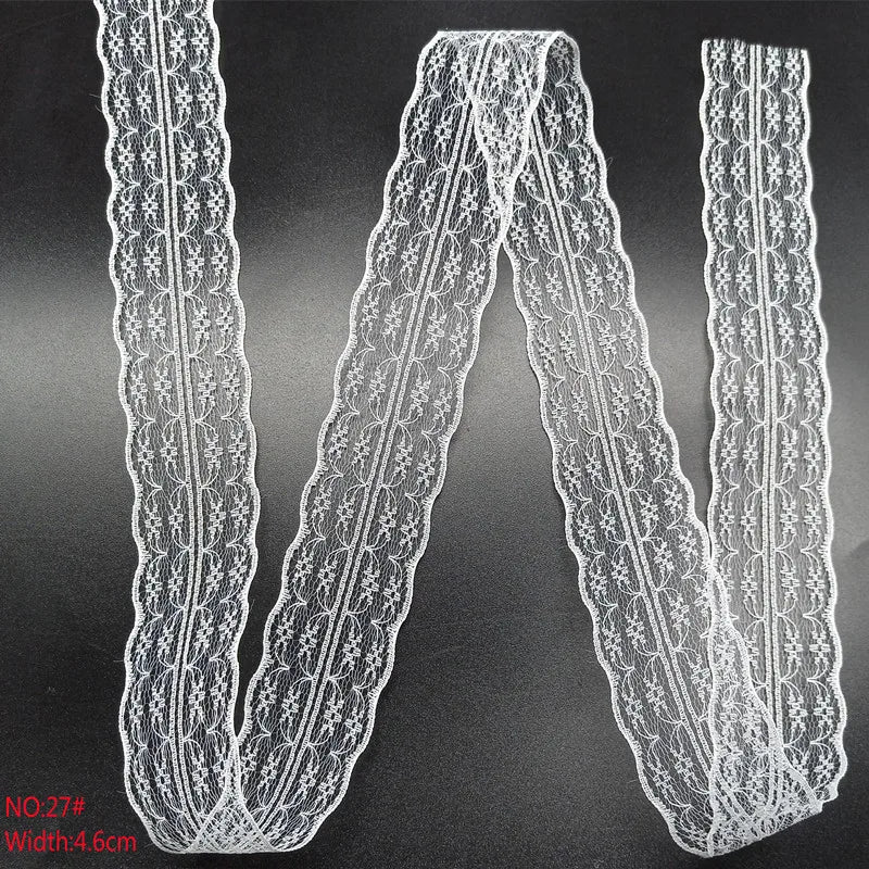 10 Yards 38 Kinds of White Lace Ribbon African Lace Fabric DIY Webbing Decoration Gifts Packing Sewing Clothes Material Craft