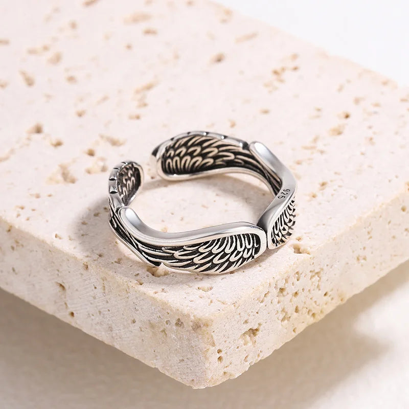 Retro Angel Demon Wings Open Ring for Women Couples Punk Gothic Adjustable Finger Jewelry Accessories Hip Hop Gifts - 991227