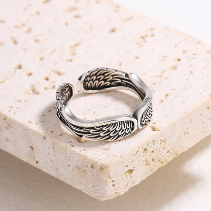 Retro Angel Demon Wings Open Ring for Women Couples Punk Gothic Adjustable Finger Jewelry Accessories Hip Hop Gifts