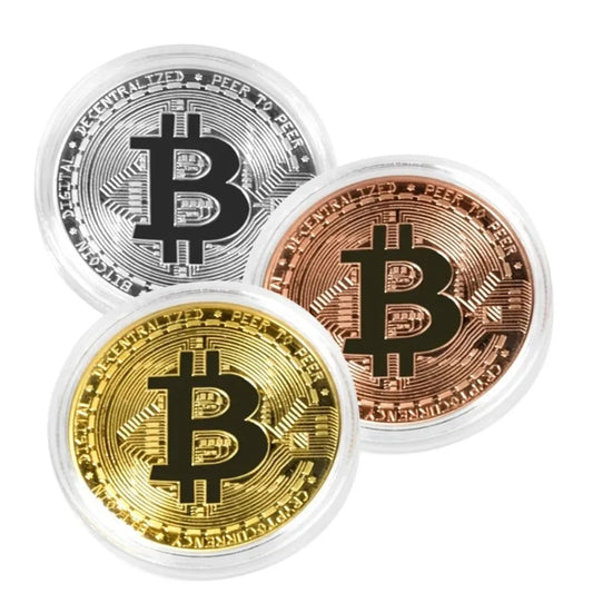 Gold Plated Bitcoin Coin Collectible Art Collection Gift Physical Commemorative Casascius Crypto Coin Metal Antique Imitation