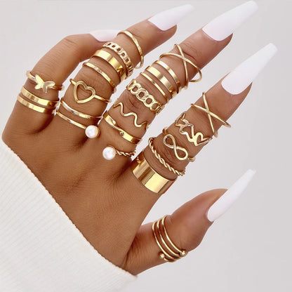 68 Pcs Boho Chic Jewelry Set Vintage Heart Pearl Zircon Butterfly Pendant Earrings Ring Necklace For Women Daily Wear Gifts 2
