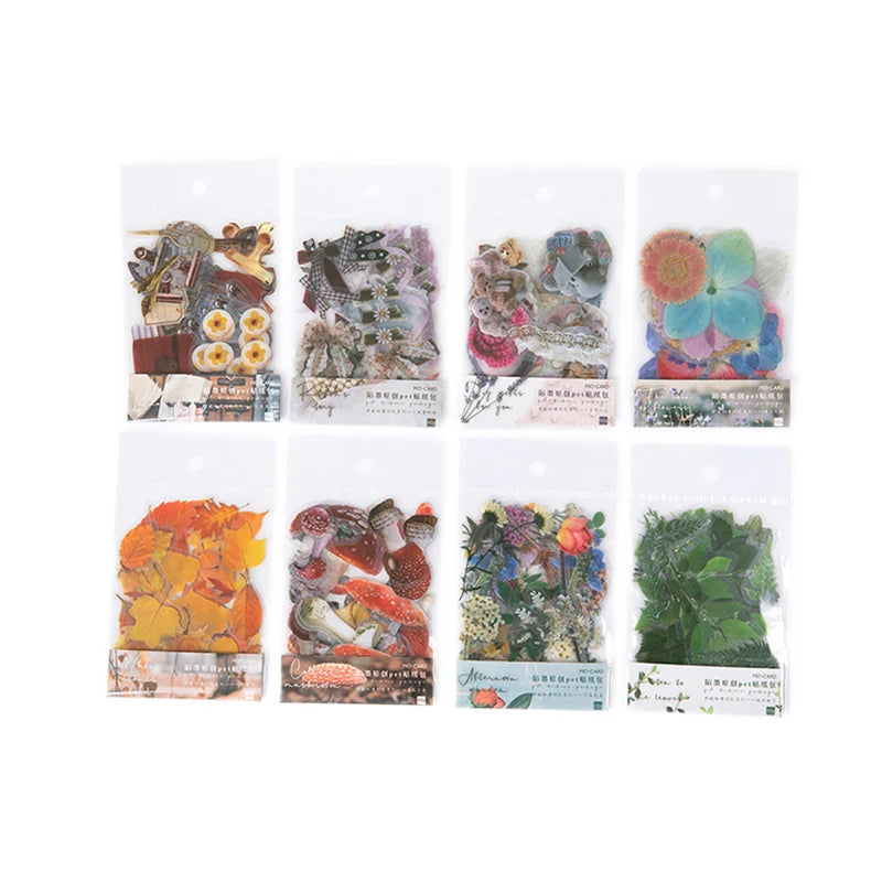 40pcs/bag Vintage Ginkgo leaves flowers PET sticker package DIY diary decoration sticker album scrapbooking