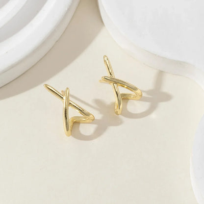 LATS Trendy Gold Color Cross Stud Earrings for Women Dainty Simple Minimalist Earring Fashion Jewelry Party Gifts