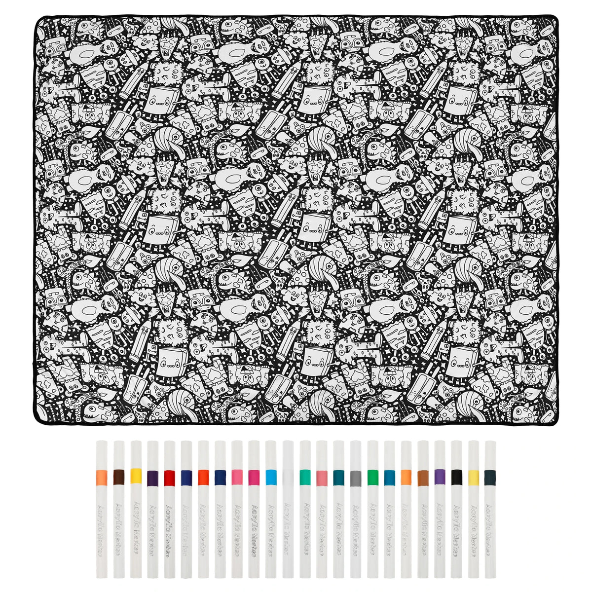 DIY Coloring Blanket with 24 Colored Markers Creative Personalization pattern blanket Stress Relief Unique Paint art Decor Gi