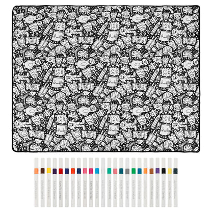 DIY Coloring Blanket with 24 Colored Markers Creative Personalization pattern blanket Stress Relief Unique Paint art Decor Gi