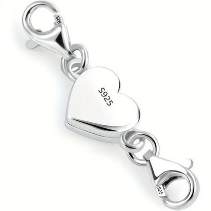1pc Heart Magnetic Jewelry Connector Clasp Magnetic Necklace Clasp and Closure Double Chain Necklace Lobster Clasp - Silvery