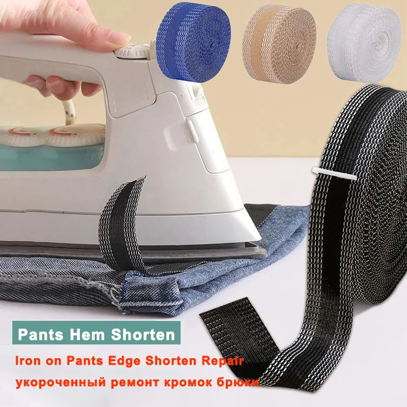 1-5M Self-Adhesive Pants Hem Paste Tape Trouser Edge Paste Iron-on Pant Shorten Repair Jean Hemming Tape For DIY Sewing Fabri