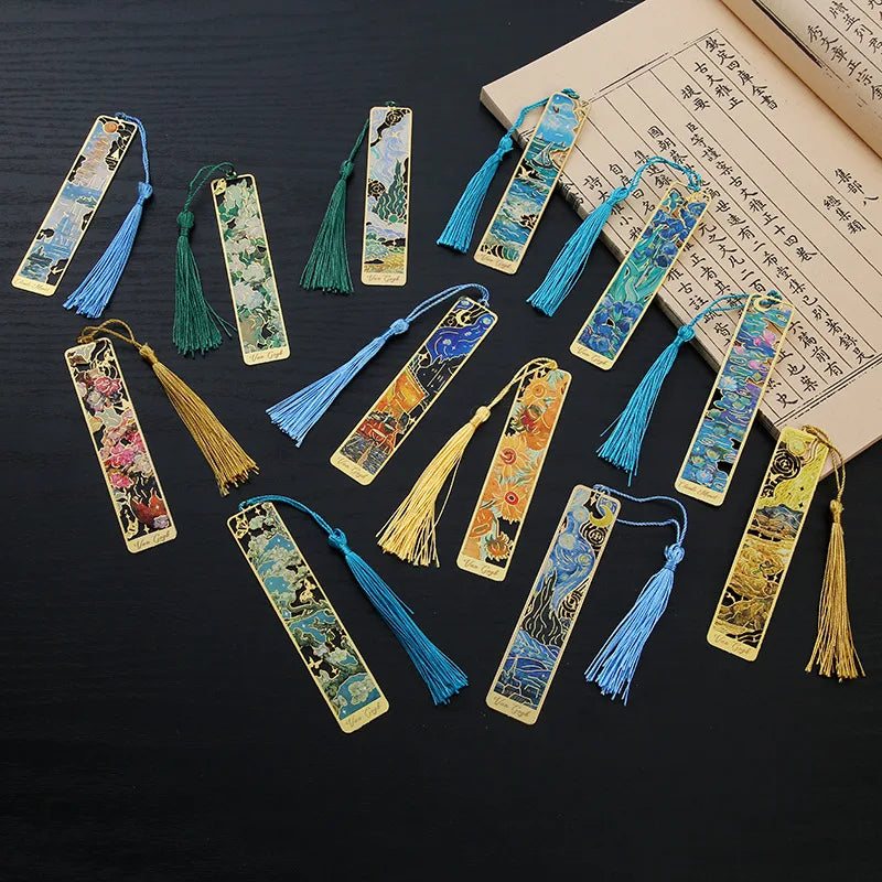 1 Pcs Lytwtw's Creative Metal Book Mark Vintage Oil Painting Bookmark Office School Supplies Funny Gift Stationery Items