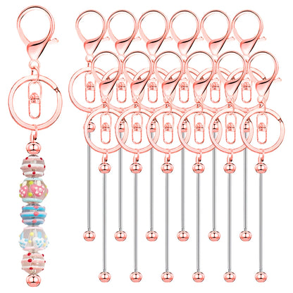 6/12/20/30Pcs Metal Beadable Keychain Bars Beading Key Chain Bar Blanks for Beads Pendant Jewelry Charms Lanyard DIY Crafts G