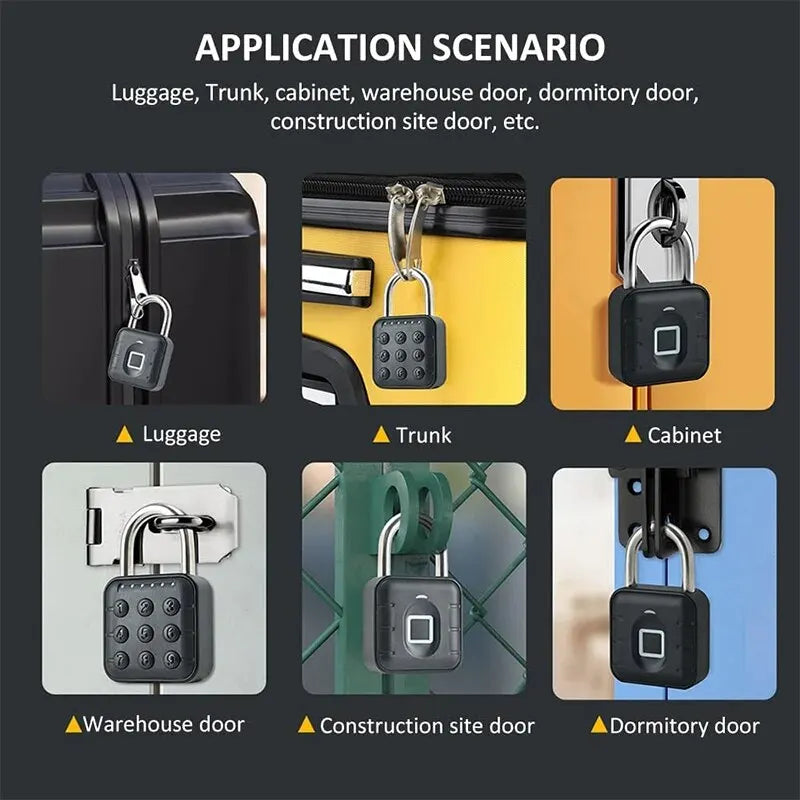 Electronic Lock Tuya Bluetooth Fingerprint Padlock Digital Luggage Lock APP Temporary Password Remotely IP67 Decompression To