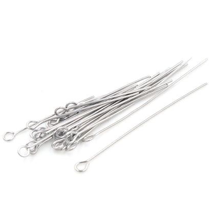 No Fade 100pcs/Lot 20 30 35 40 70 mm Stainless steel Eye Pins Findings Eye Head Pins For Jewelry Making DIY Supplies Accessor