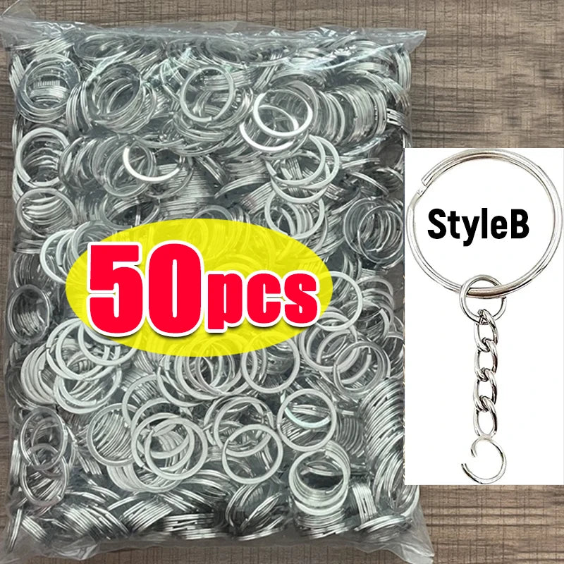 Silver Plated Metal Blank Keyring Keychain Split Ring Keyfob Key Holder Rings Women Men DIY Key Chains Key Ring Accessories -