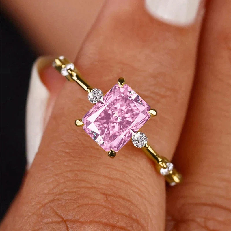 CAOSHI Fashion Lady Yellow Zirconia Ring Trendy Female Engagement Ceremony Jewelry Stylish Bridal Wedding Band Accessories Gi