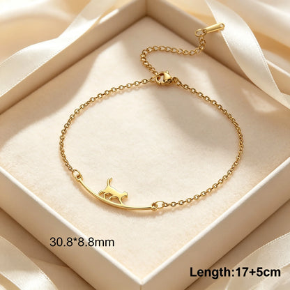 Cute Dachshund Dog Stainless Steel Bracelet for Women's Valentine's Day Commemorative Day Jewelry and Gift - Gold color H