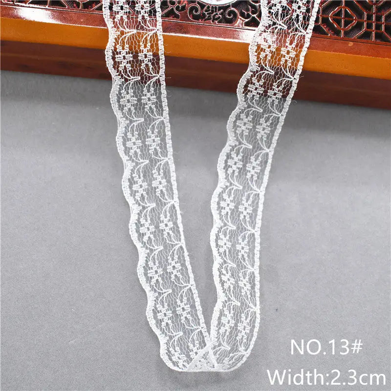 Best Selling 10yards 38kinds Color White Lace Ribbon Woven Band French African Lace Wedding Fabric DIY Clothing/gift Wrapping