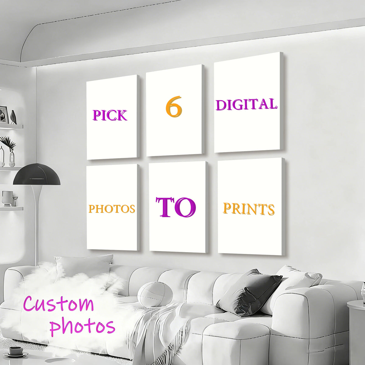 6pcs/set Custom Canvas Prints Photo Wall Art Personalized Poster for Family Life Pet Animal Birthdays Wedding Scenery Home De