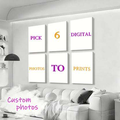 6pcs/set Custom Canvas Prints Photo Wall Art Personalized Poster for Family Life Pet Animal Birthdays Wedding Scenery Home De