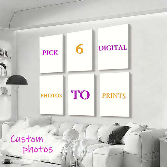 6pcs/set Custom Canvas Prints Photo Wall Art Personalized Poster for Family Life Pet Animal Birthdays Wedding Scenery Home De