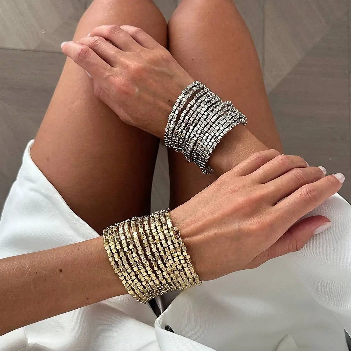 Vintage Multi Layer Wide Bracelet for Women Punk CCB Acrylic Bead Chain Bangle Bracelet 2026 Fashion Jewelry Accessories