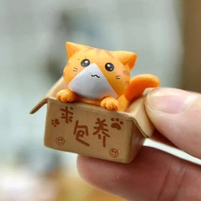 Kawaii Mini Cat Ornament Garden Kitten Statue Gift for Children Baby Room Decoration Toy Figurines